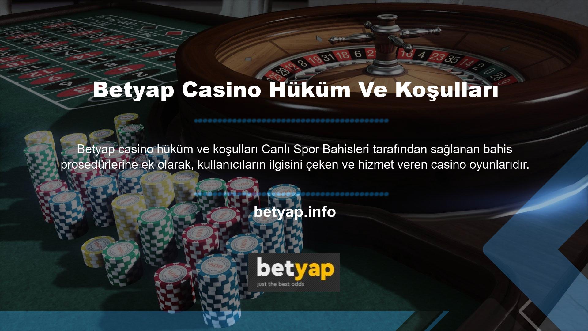 Birçok oyun sitesi Betyap Casino hizmetleri sunar, ancak çok çeşitli premium oyun siteleri arasından da seçim yapabilirsiniz